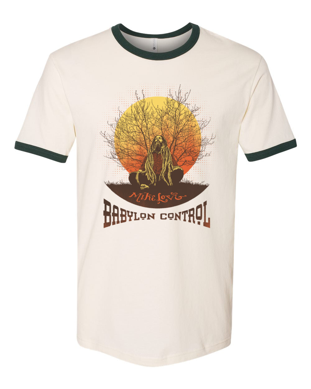 Babylon Control Unisex Ringer Tee (Cream/Green)