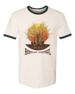 Babylon Control Unisex Ringer Tee (Cream/Green)