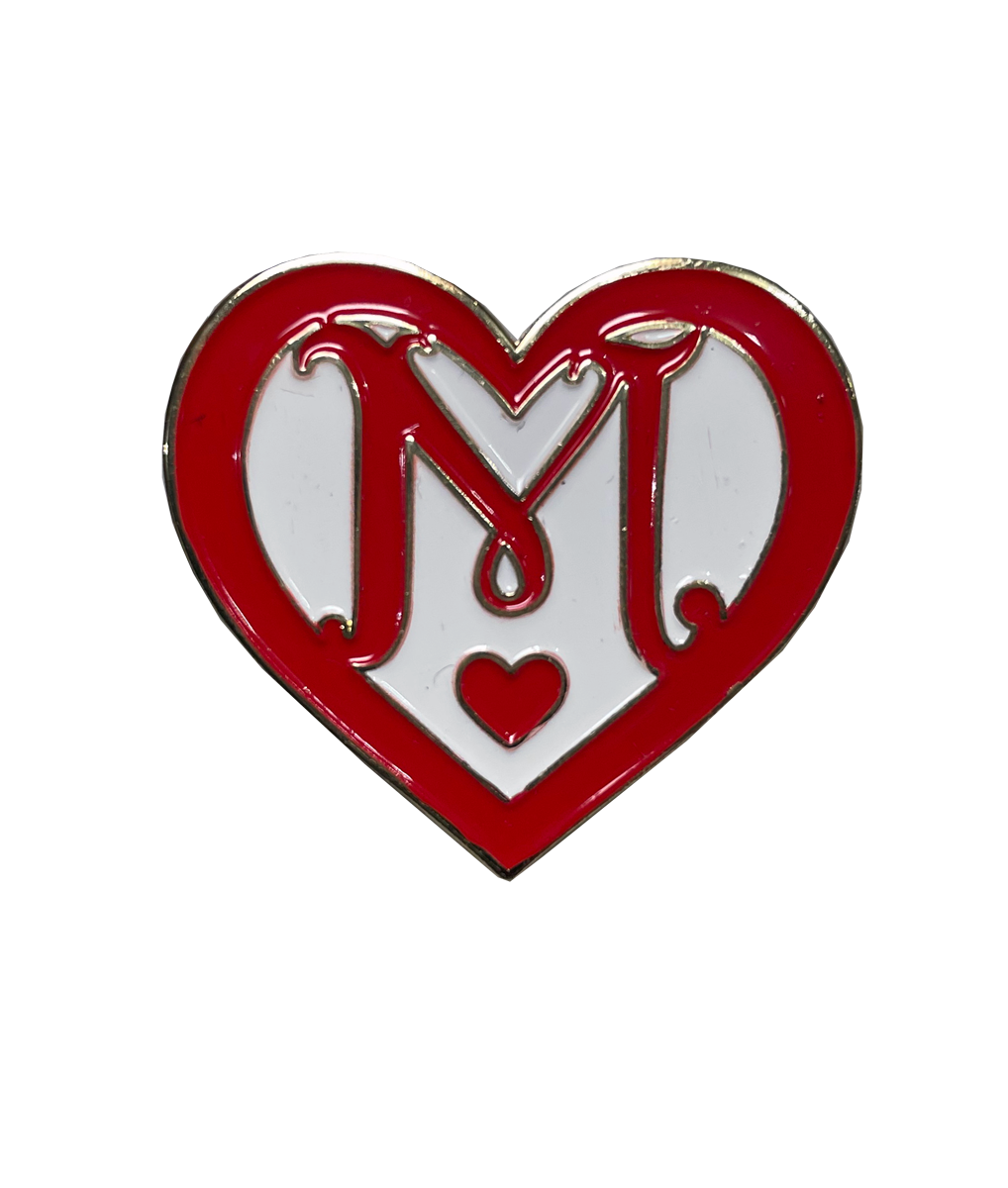 M Heart Pin (Red/White)