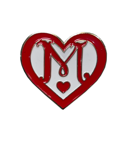 M Heart Pin (Red/White)